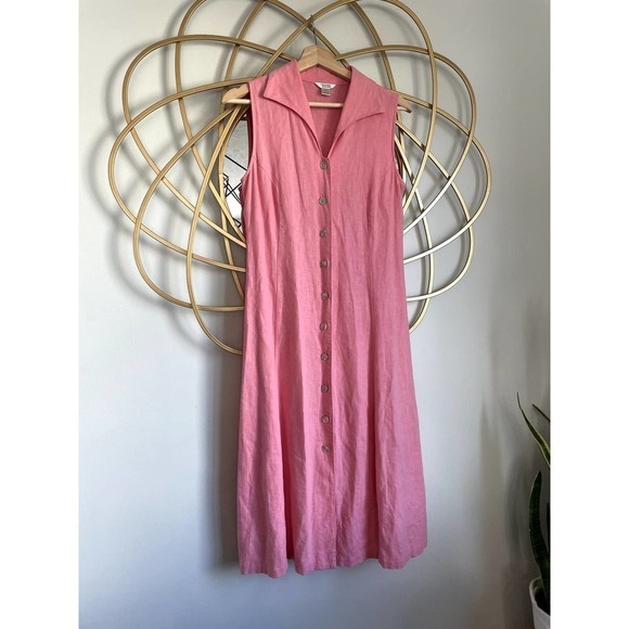 Christopher & Banks Linen Dress Button Down Pink size 4 - Picture 1 of 7